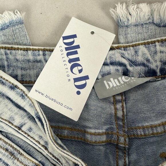 Blue B High-Waisted Light Wash Fringe Embellished Jeans With Raw Hem Size L - Picture 6 of 8